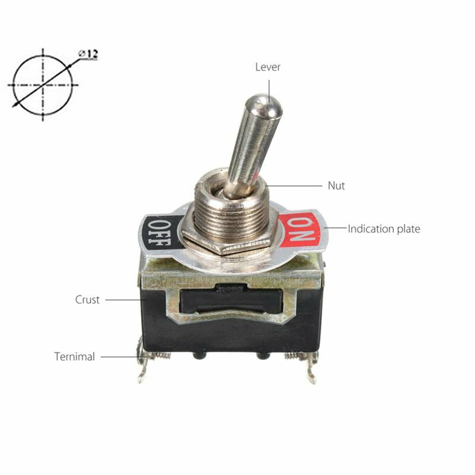 5x Toggle Switch 12V ON OFF Car Flick Dash Light Marine 12 Volt Switches Boat