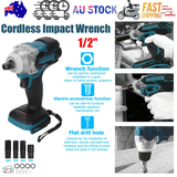 1/2" Cordless Impact Wrench Driver Brushless Rattle Gun For Makita 18V Battery