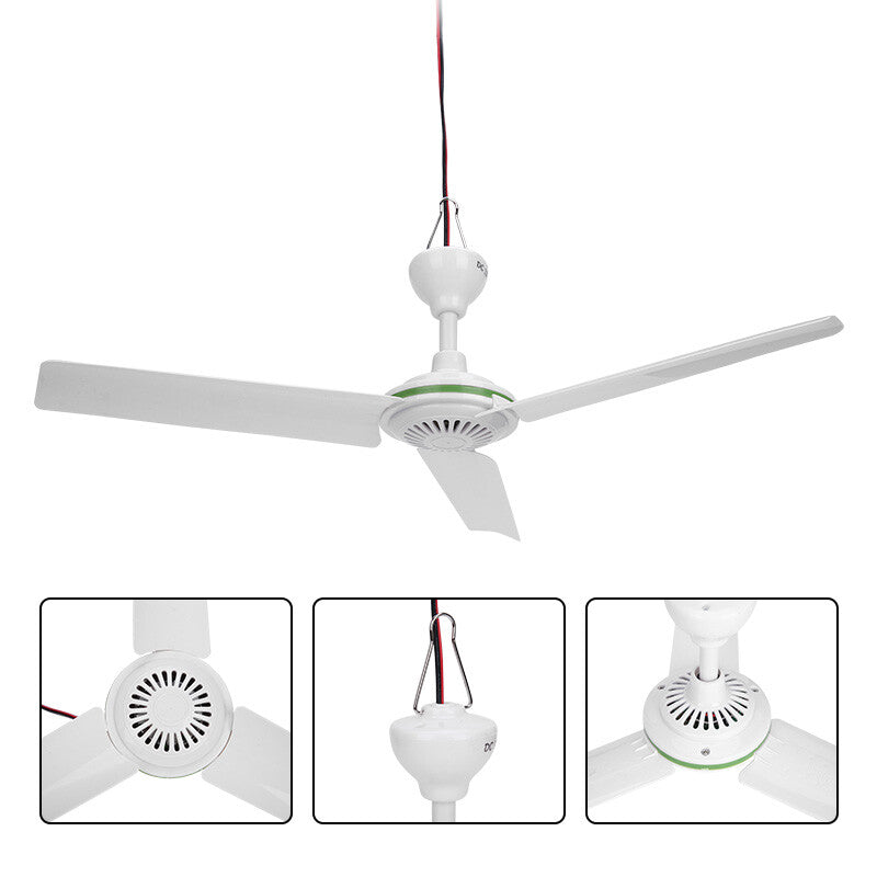 12V Ceiling Fan Portable Solar Power 3 Blade 0.7AMP Caravan Camping Outdoor