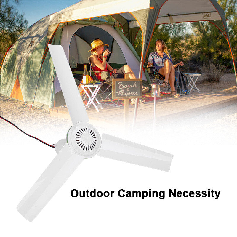 12V Ceiling Fan Portable Solar Power 3 Blade 0.7AMP Caravan Camping Outdoor