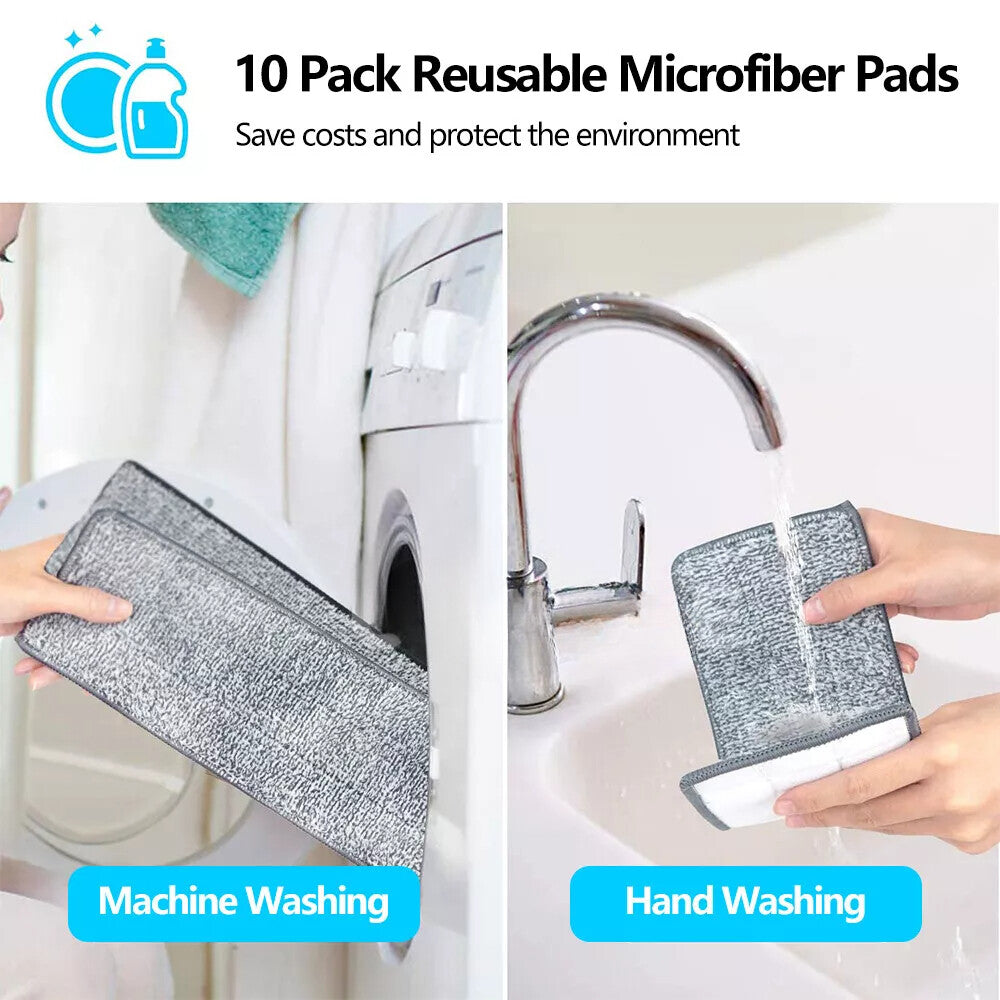 Mop Bucket Wet Dry Rinse Wash 360 Rotating Squeeze Flat Floor Cleaner with Pads