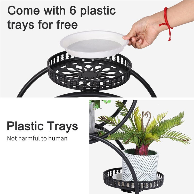4 Layer 6 Pots Metal Plant Stand Flower Holder Rack Display Holder Shelf Garden