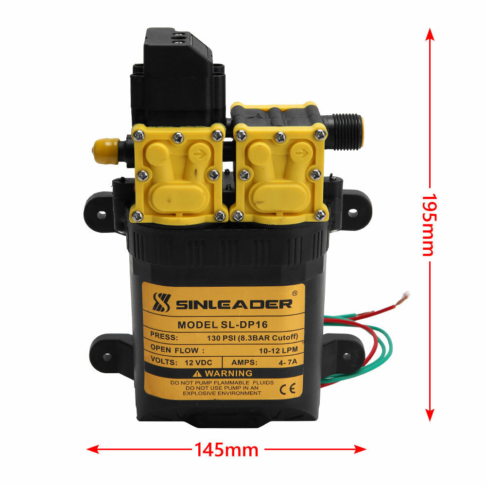 12LPM Caravan 12V Water Pump 130PSI High Pressure Self-Priming Camping Boat Farm