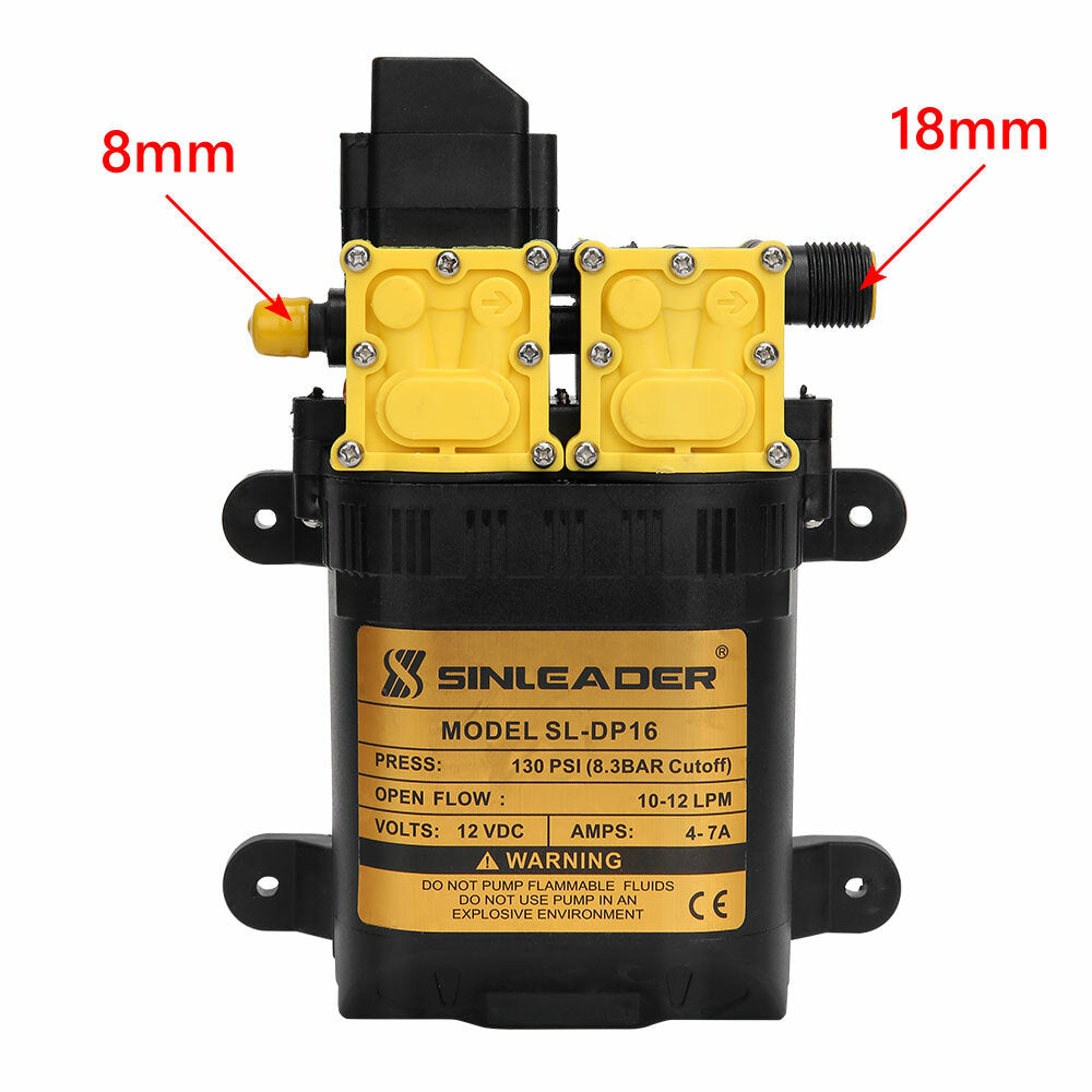 12LPM Caravan 12V Water Pump 130PSI High Pressure Self-Priming Camping Boat Farm