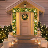 Gloden 9FT Xmas Christmas Garland Artificial Wreath with LED Lights Stairs Home Rattan