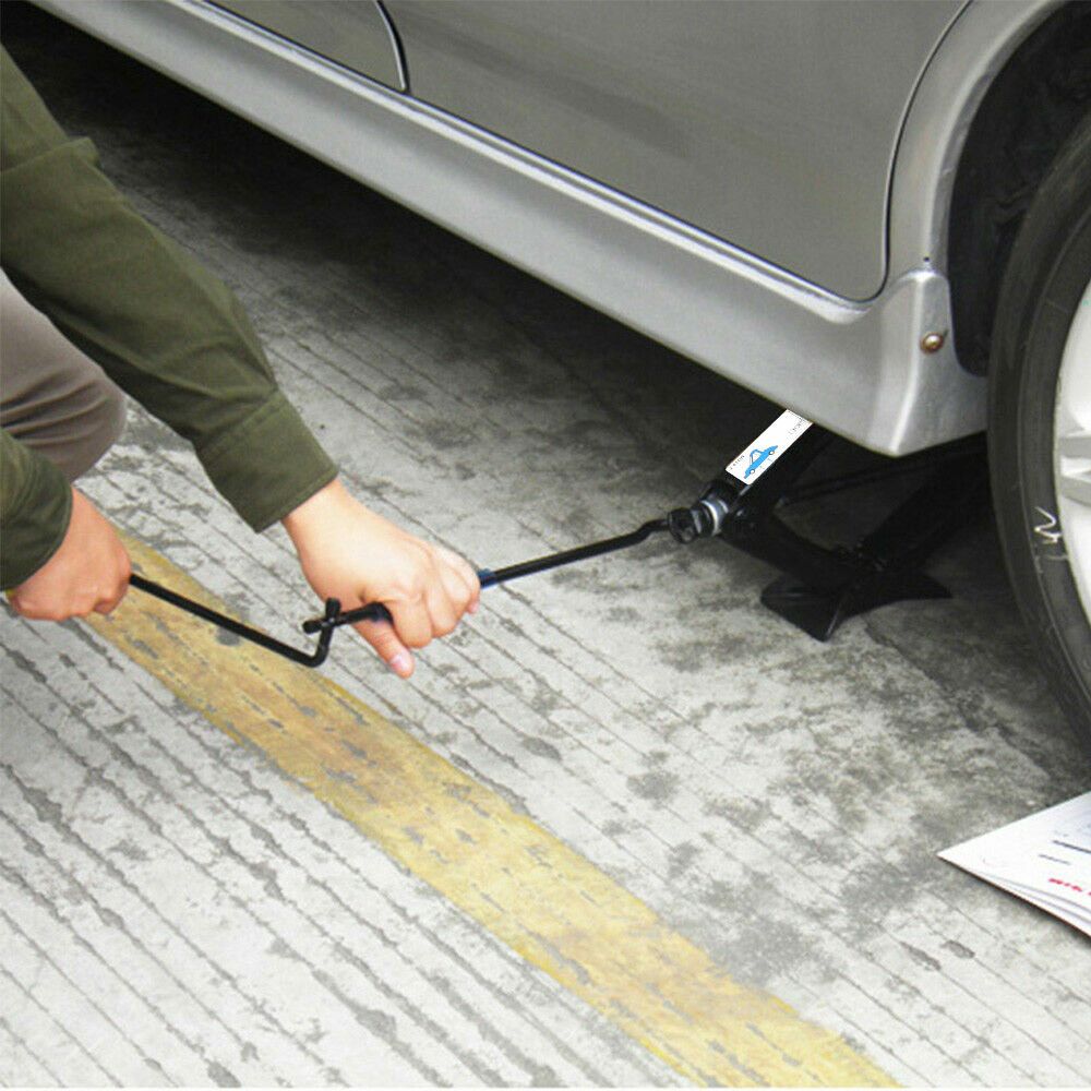 2 T Scissor Jack Car Van Wind Up Tyre Lift Chrome Crank Handle Emergency Tool