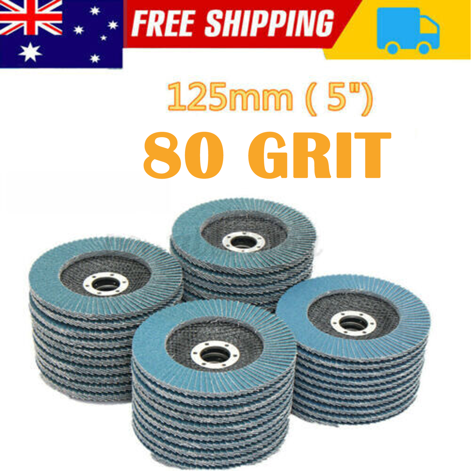 Sanding Accessories: 20 PCS 80 Grit Grinding Wheel 5'' 125MM Angle Grinder Flap Sanding Disc AU