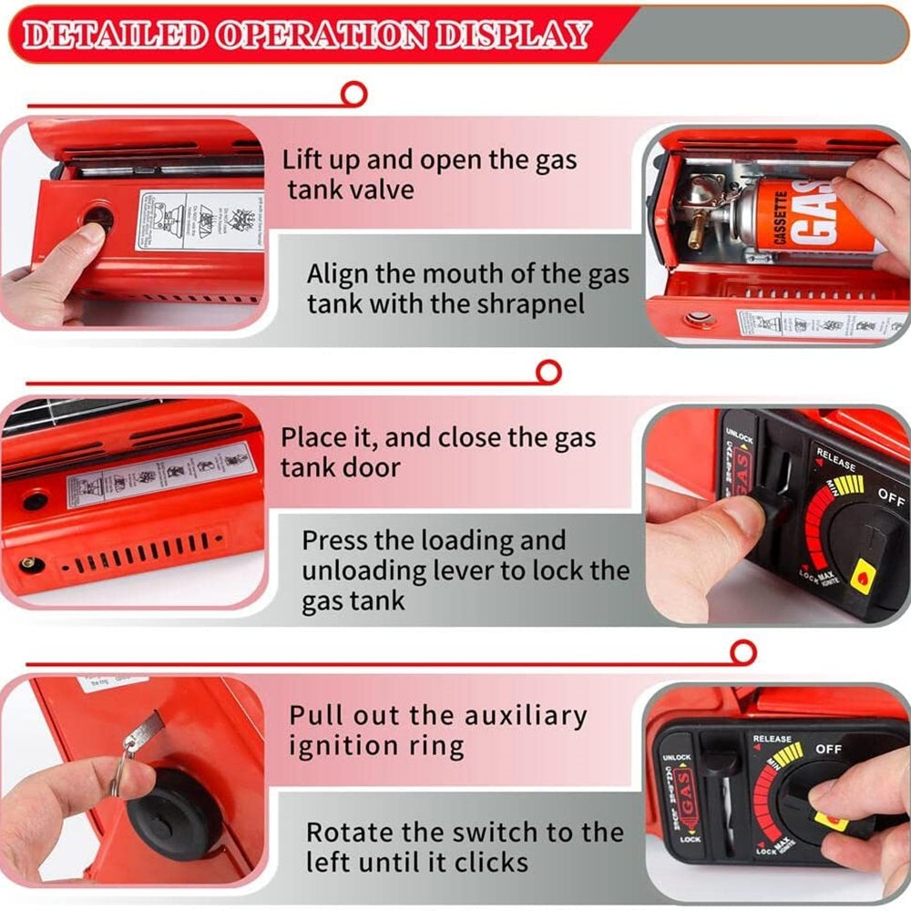 Camping Appliances: Portable Butane Gas Heater Camping Camp Tent Outdoor Hiking Camper Survival Red