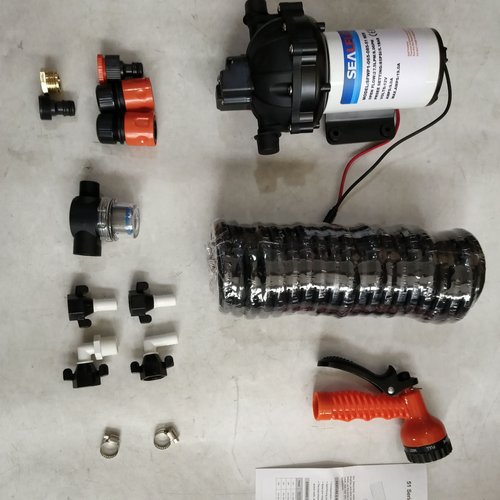 Pool Pumps: 6.6GPM Washdown Pump Kit 12V Wash Pump w/ Hose Nozzle For Caravan RV Marine Boat