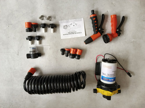 Sewage Pumps: 6.6GPM Washdown Pump Kit 12V Wash Pump w/ Hose Nozzle For Caravan RV Marine Boat