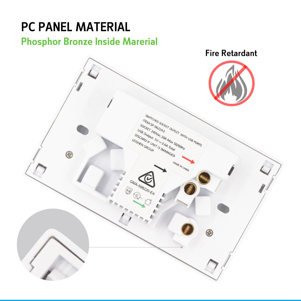 Speciality Appliances: 5PCS Double Power Point Dual USB+Type-C GPO Fast Charge 3.6 amp Wall Outlet