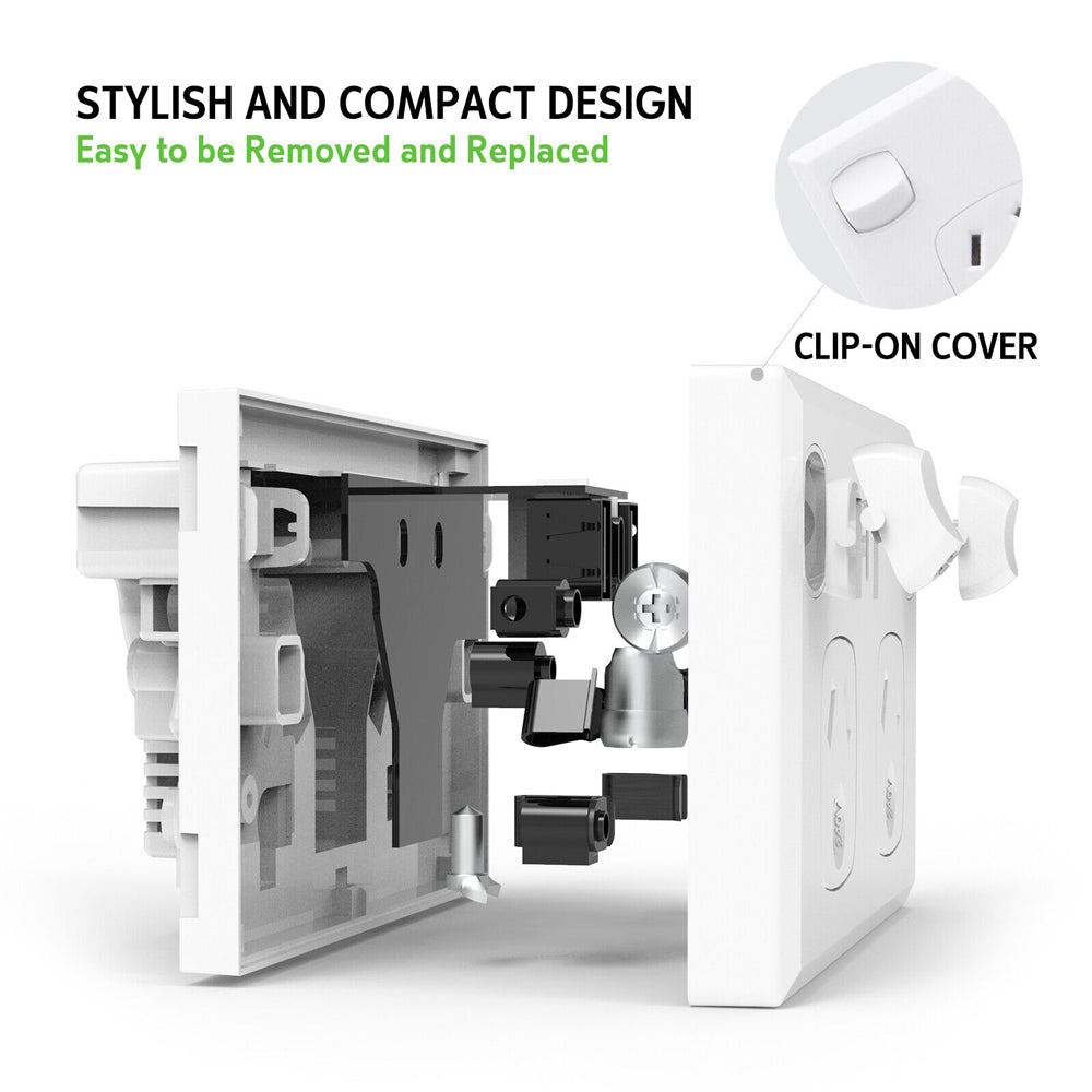 Speciality Appliances: 5PCS Double Power Point Dual USB+Type-C GPO Fast Charge 3.6 amp Wall Outlet