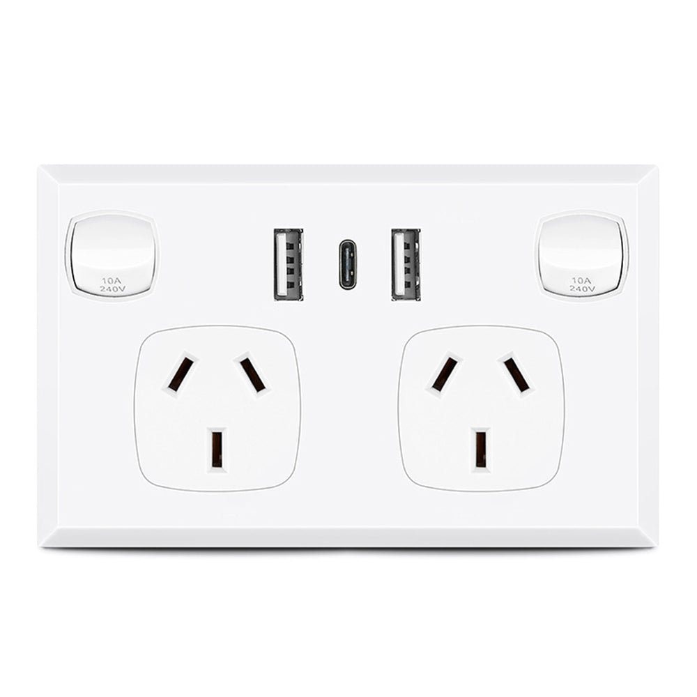 Speciality Appliances: 5PCS Double Power Point Dual USB+Type-C GPO Fast Charge 3.6 amp Wall Outlet