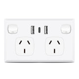 5PCS Double Power Point Dual USB+Type-C GPO Fast Charge 3.6 amp Wall Outlet