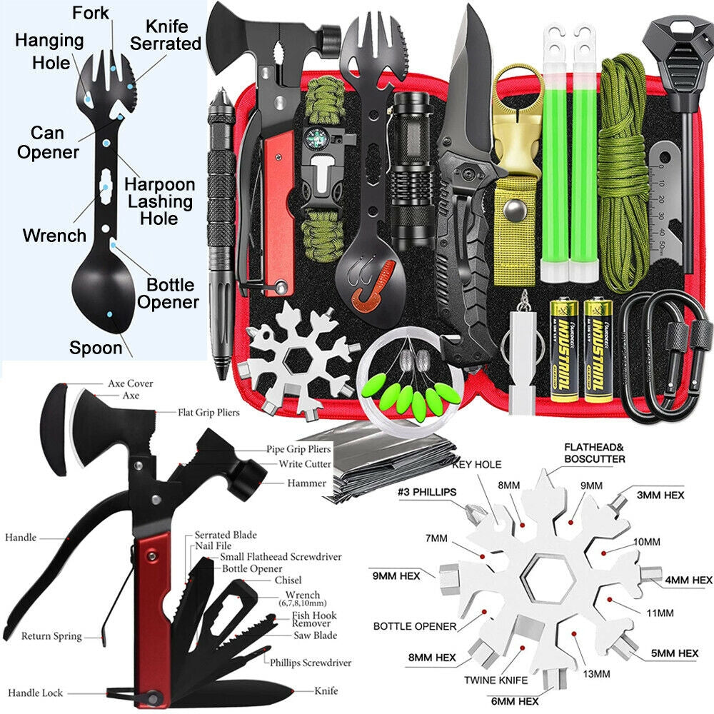 Camping Appliances: 32 In 1 Emergency Survival Equipment Kit Camping SOS Tool Sports Tactical Hiking