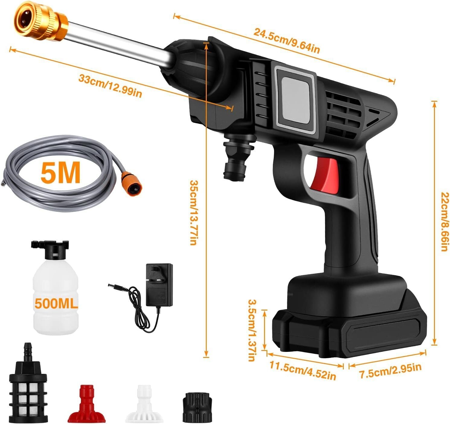 Automotive Cleaning: 88V Cordless Electric High Pressure Washer Water Spray Gun Car Cleaner 2 Battery