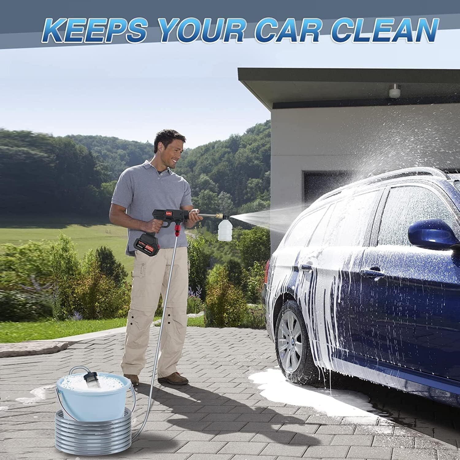Automotive Cleaning: 88V Cordless Electric High Pressure Washer Water Spray Gun Car Cleaner 2 Battery