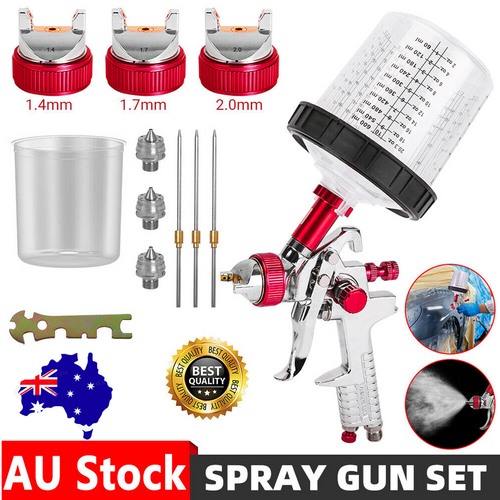 Caravan Accessories: Air HVLP Spray Gun Paint Gun 600CC Gravity Feed Cup 1.4mm 1.7mm 2mm Tip AU Stock