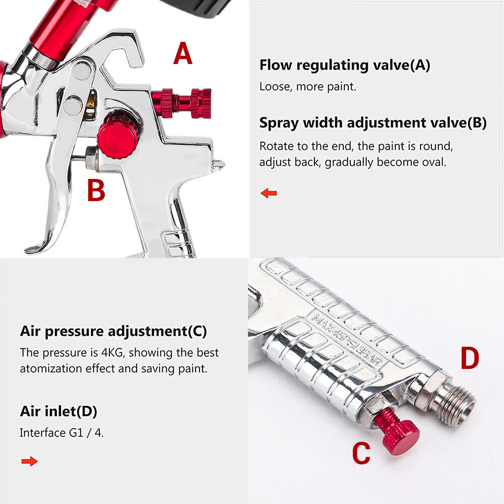 Caravan Accessories: Air HVLP Spray Gun Paint Gun 600CC Gravity Feed Cup 1.4mm 1.7mm 2mm Tip AU Stock