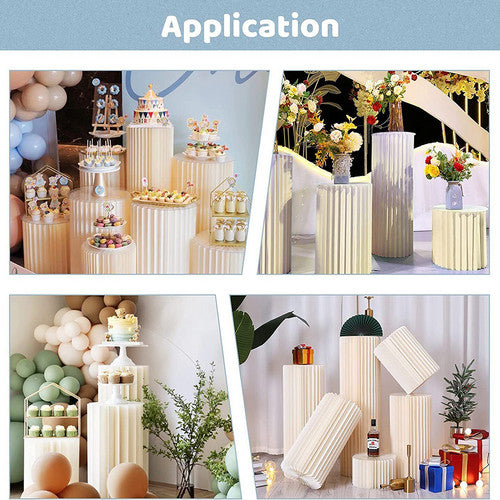 Other Wedding Decorations: 3 PCS Carboard Round Plinth Cylinder Pedestal Wedding Flower Display Stand
