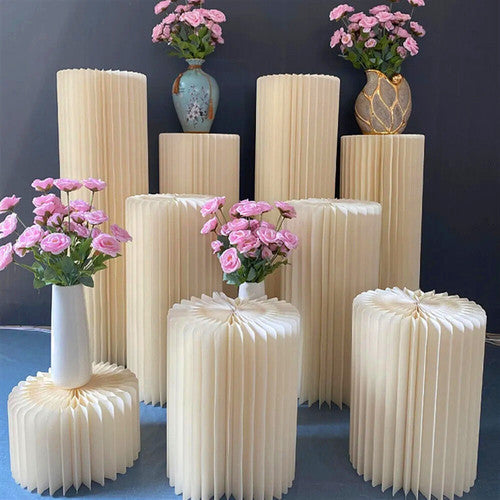 Other Wedding Decorations: 3 PCS Carboard Round Plinth Cylinder Pedestal Wedding Flower Display Stand