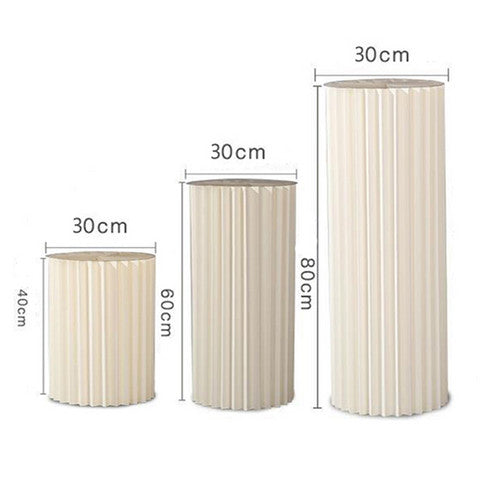 Other Wedding Decorations: 3 PCS Carboard Round Plinth Cylinder Pedestal Wedding Flower Display Stand