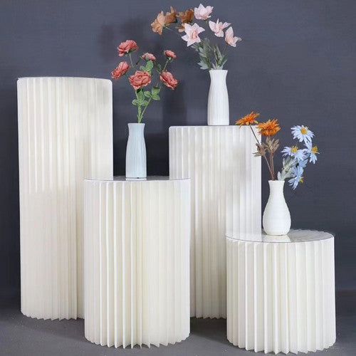 Other Wedding Decorations: 4 Hard Carboard Display Stand Round Plinth Cylinder Pedestal Wedding Flower