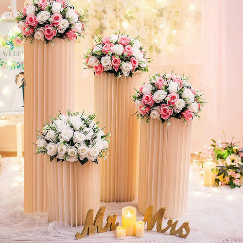 Other Wedding Decorations: 4 Hard Carboard Display Stand Round Plinth Cylinder Pedestal Wedding Flower