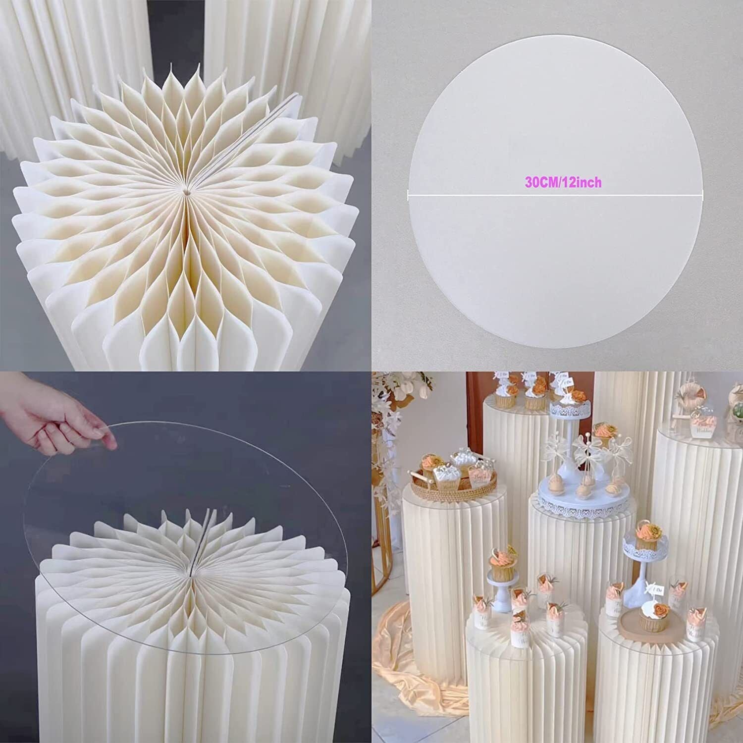Other Wedding Decorations: 4 Hard Carboard Display Stand Round Plinth Cylinder Pedestal Wedding Flower