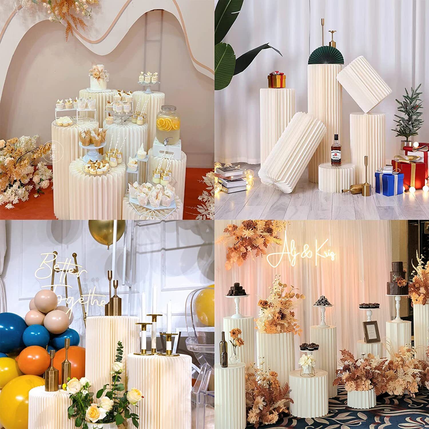 Other Wedding Decorations: 4 Hard Carboard Display Stand Round Plinth Cylinder Pedestal Wedding Flower