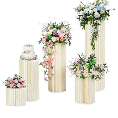 Other Wedding Decorations: 5 Hard Carboard Display Stand Round Plinth Cylinder Pedestal Wedding Flower