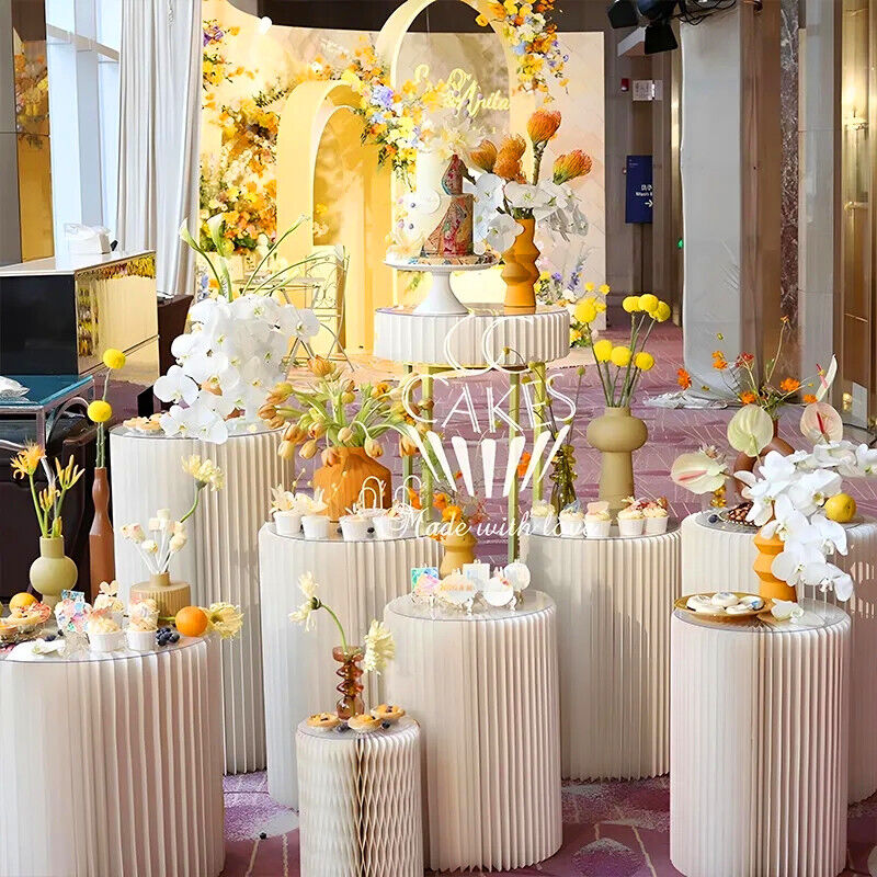 Other Wedding Decorations: 5 Hard Carboard Display Stand Round Plinth Cylinder Pedestal Wedding Flower