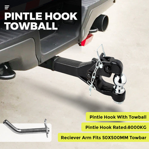 Automotive Lifts & Hoists: 8 Ton Pintle Tow Hook Receiver Arm Hitch Towing Car Truck Heavy Duty Ball Combo