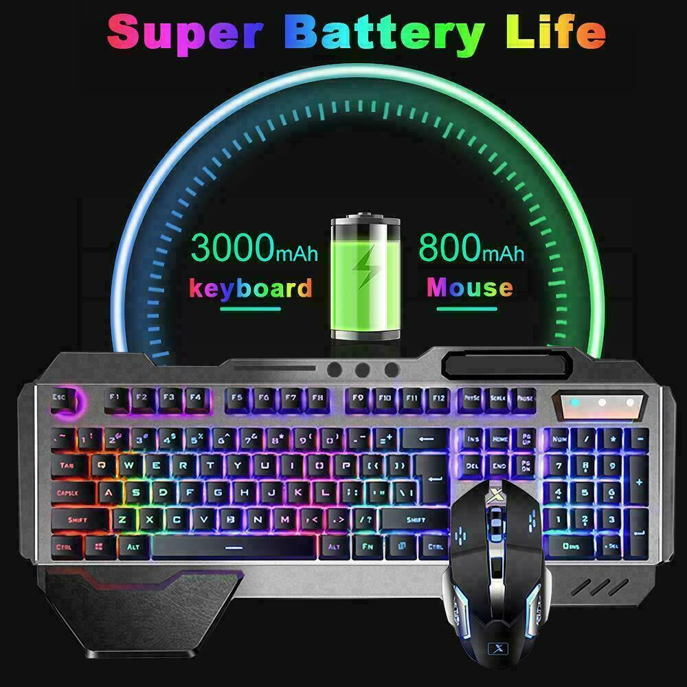 Keyboards & Accessories: 104 Keys Wireless Gaming Keyboard Mouse Set+Mouse Pad, RGB LED Backlit PC/Laptop Black-RGB