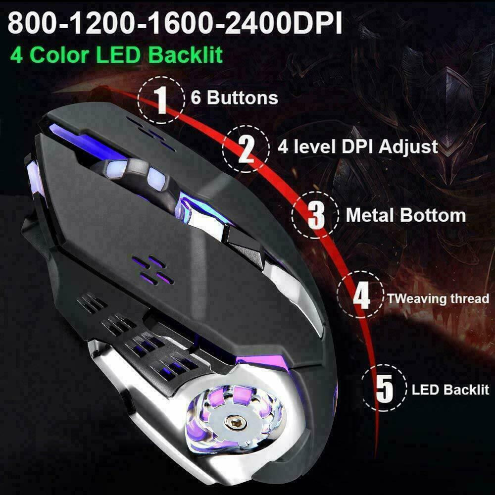Keyboards & Accessories: 104 Keys Wireless Gaming Keyboard Mouse Set+Mouse Pad, RGB LED Backlit PC/Laptop Black-RGB