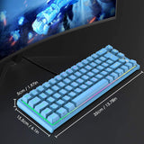 67 Keys Layout Design Mechanical Gaming Keyboard PC PS4 RGB Backlight Wired USB Blue