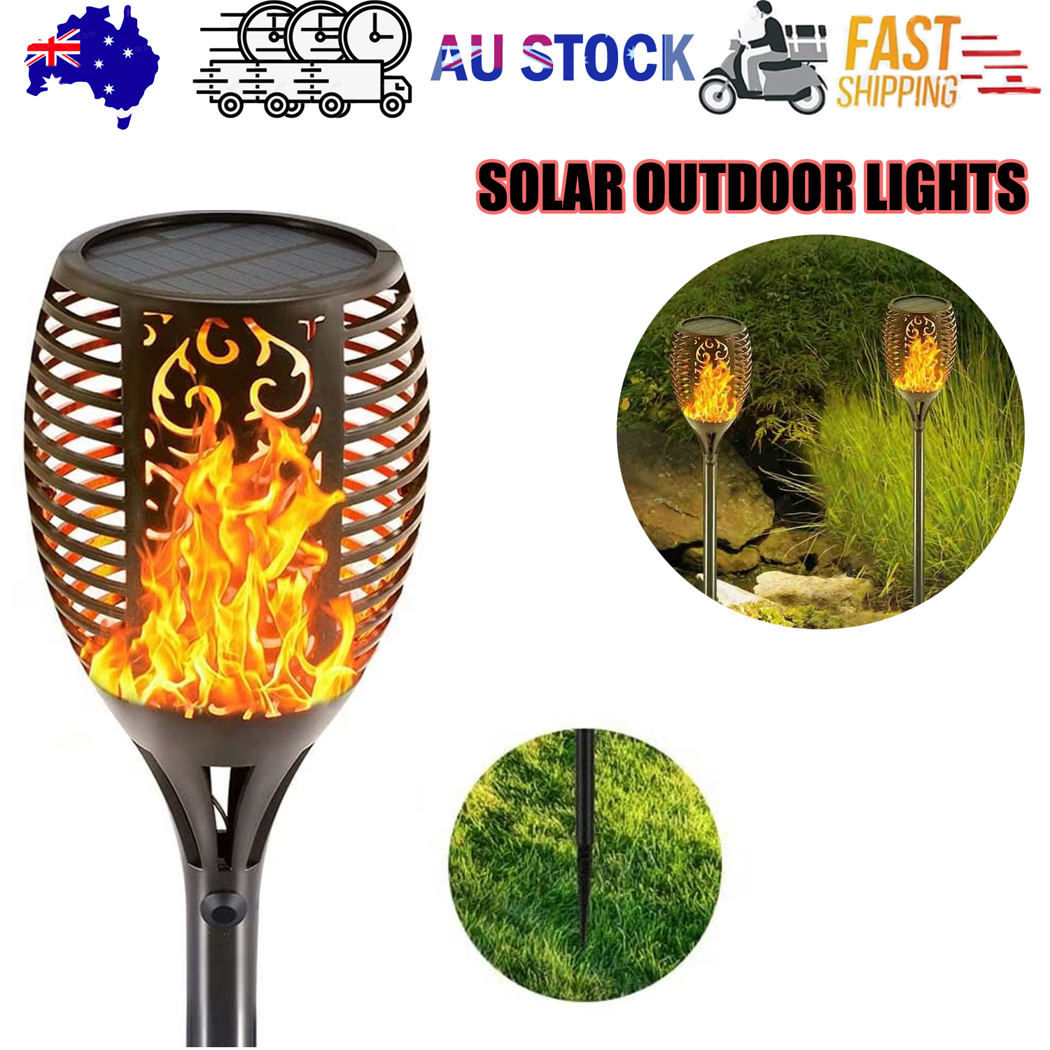 Outdoor Decorations & Lights: Solar Outdoor Lights Decorative Torch Light Garden Path Decoration LED Camping Ornaments