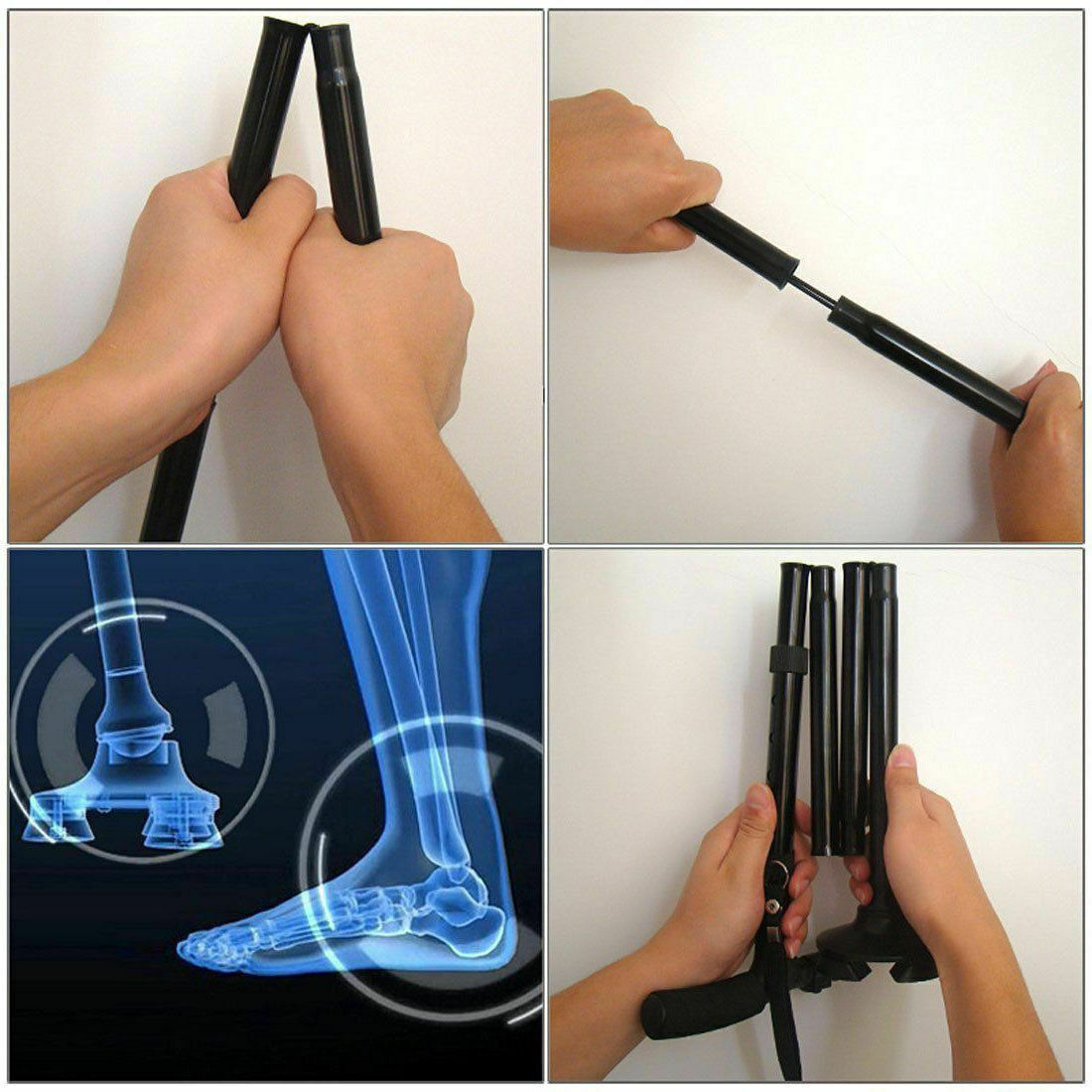 Supports & Braces: Walking Stick Cane Folding Handle Adjustable fixed LED Light Aid Holder Lighting