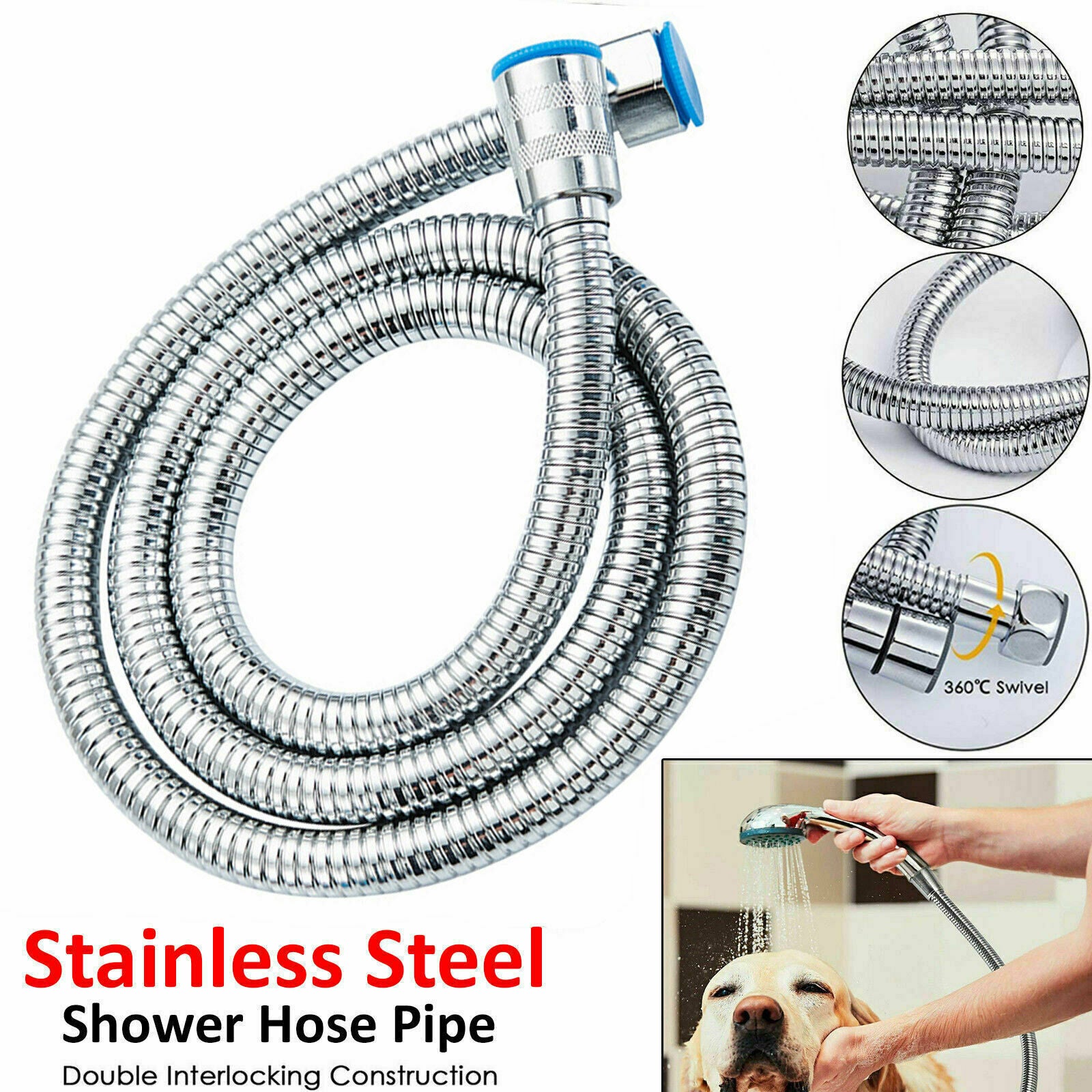 Shower Accessories: 3m Shower Head Hose Stainless Steel Bathroom Flexible Tube Replacement Pipe AU