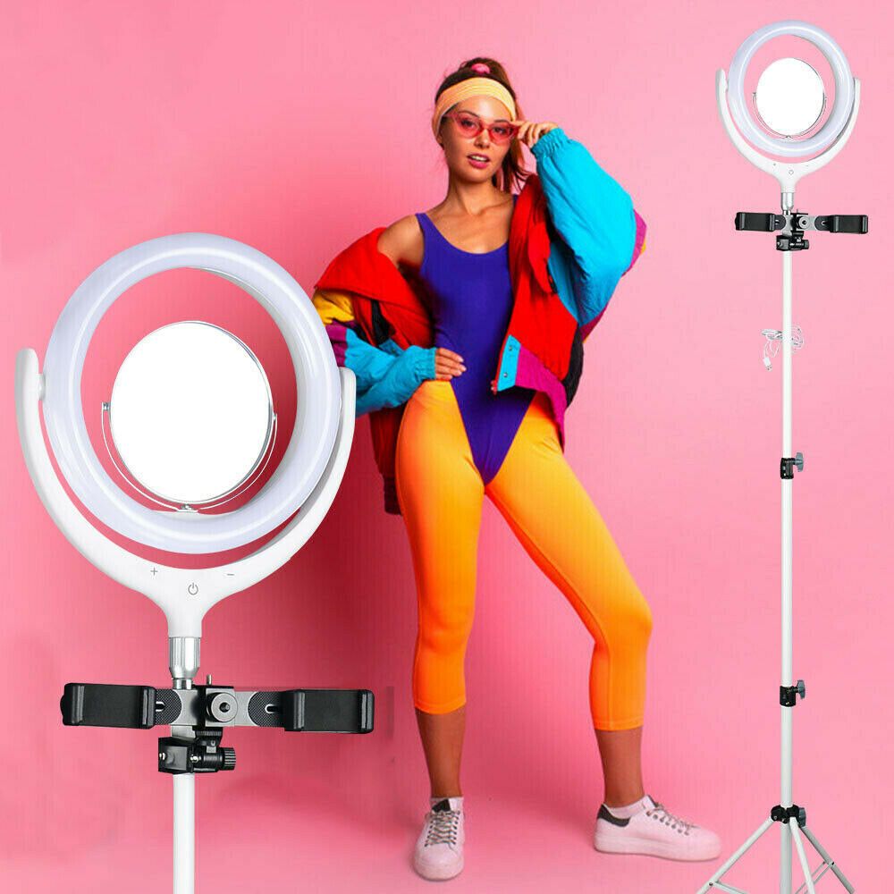 120cm 10"LED Ring Light Dimmable Lighting Kit Phone+Selfie Tripod Makeup Live Lamp