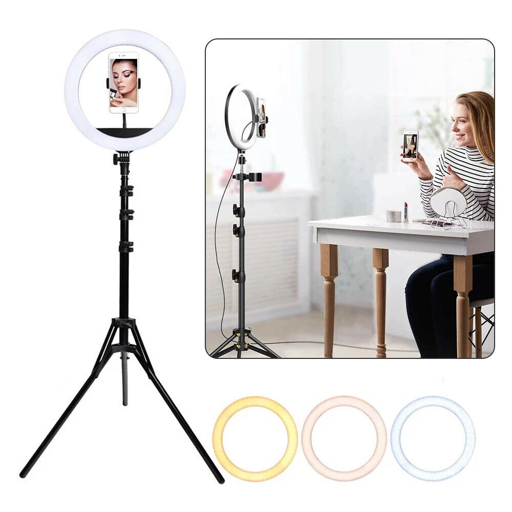 120cm 10"LED Ring Light Dimmable Lighting Kit Phone+Selfie Tripod Makeup Live Lamp