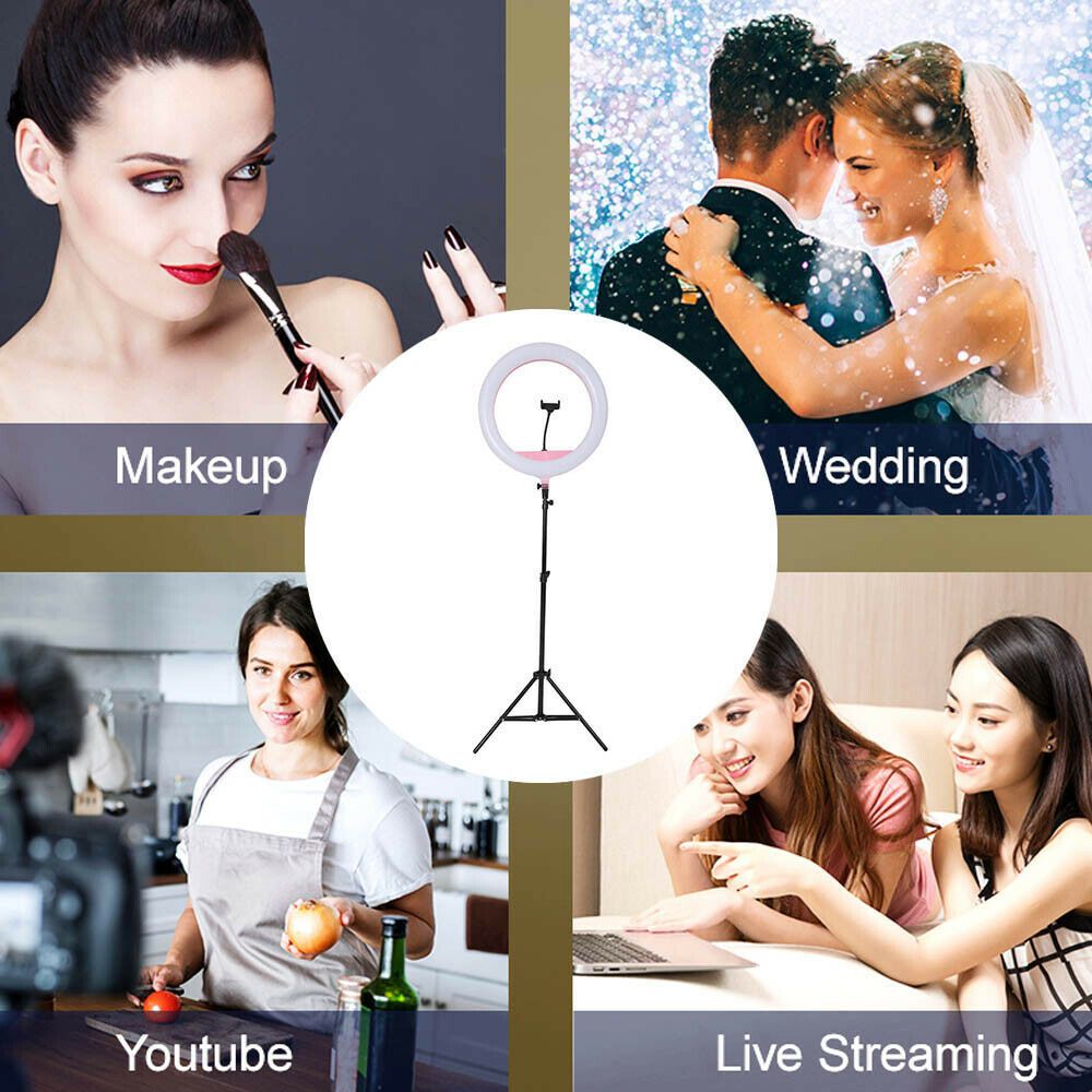 120cm 10"LED Ring Light Dimmable Lighting Kit Phone+Selfie Tripod Makeup Live Lamp