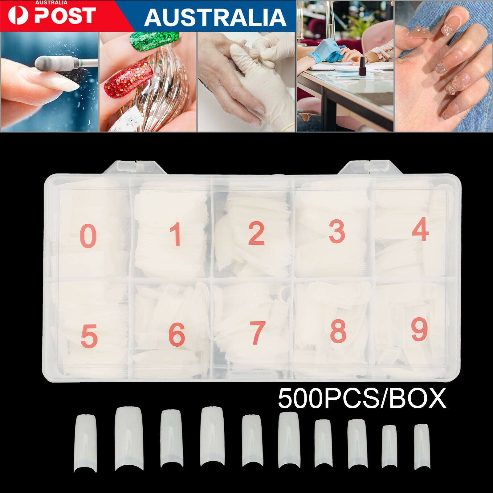 Nail Care: 500Pcs Fake French Nail Tips White Clear Stiletto False Gel Pointy Art Acrylic