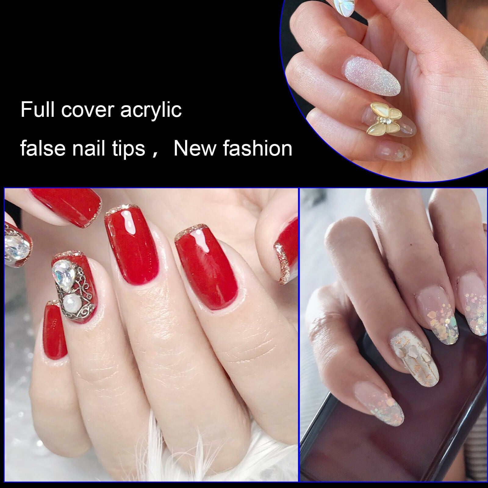 Nail Care: 500Pcs Fake French Nail Tips White Clear Stiletto False Gel Pointy Art Acrylic