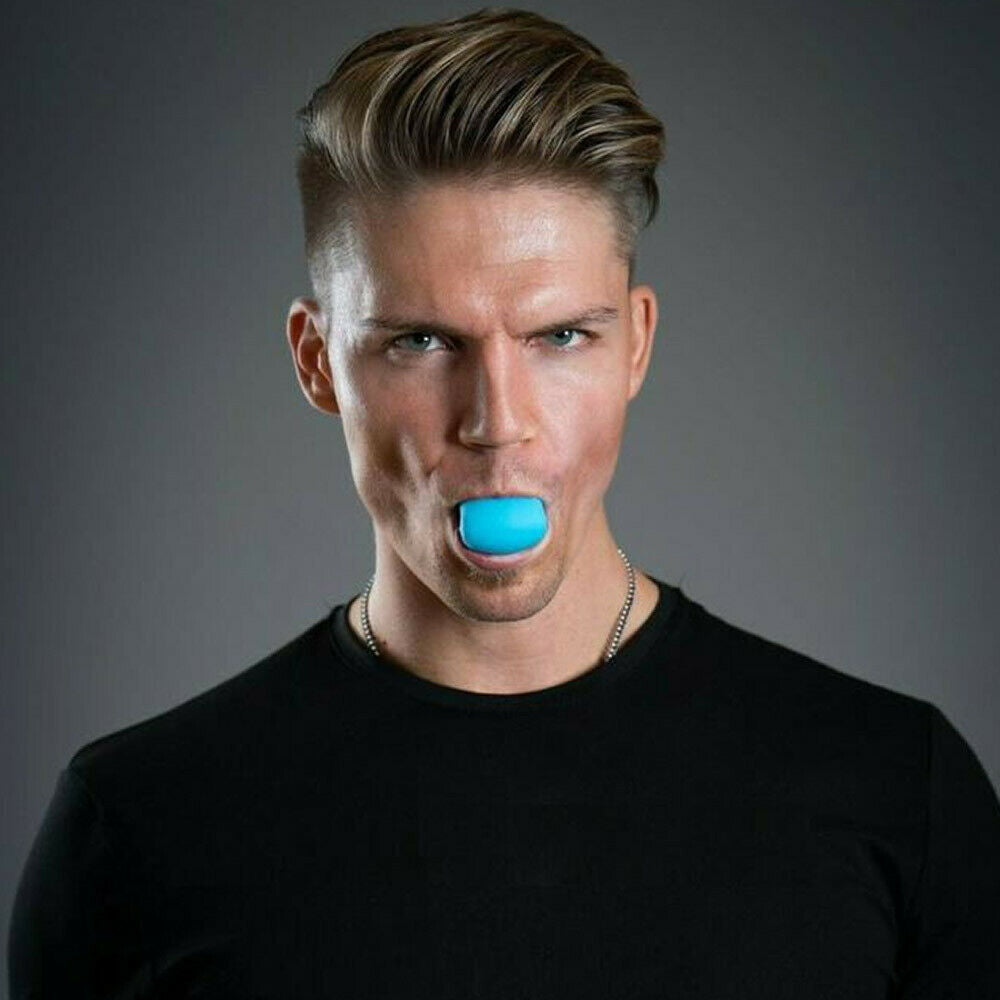 Gym Equipment & Accessories: Facial exerciser exercise ballneck toner3-stage mandibular exerciser jaw trainer Blue