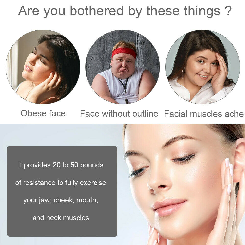 Gym Equipment & Accessories: Facial exerciser exercise ballneck toner3-stage mandibular exerciser jaw trainer Blue