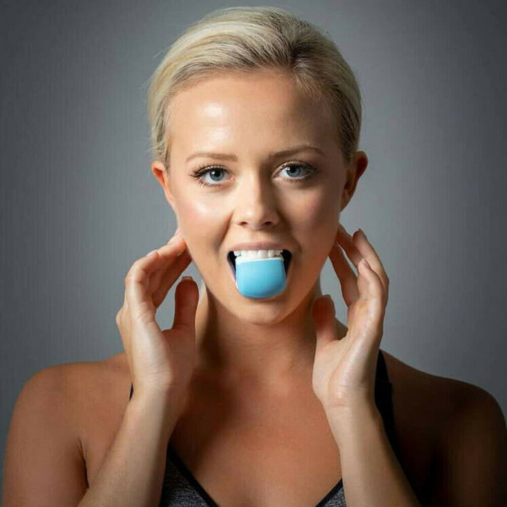 Gym Equipment & Accessories: Facial exerciser exercise ballneck toner3-stage mandibular exerciser jaw trainer Blue