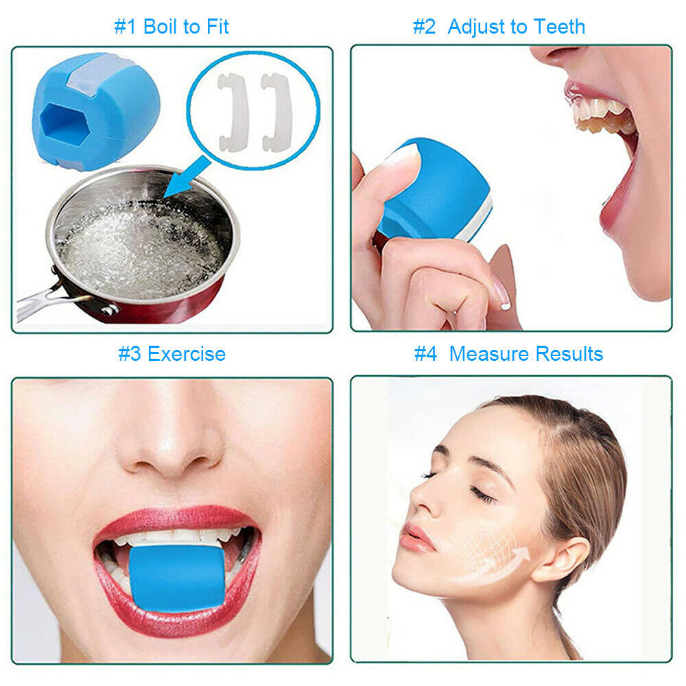 Gym Equipment & Accessories: Facial exerciser exercise ballneck toner3-stage mandibular exerciser jaw trainer Blue