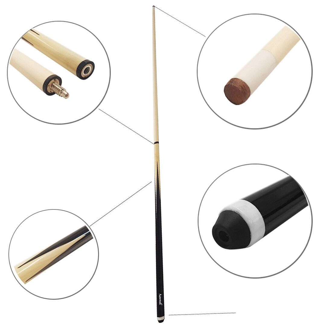 Pool Snooker Billiard Cues Sticks 57"  Case & Chalk