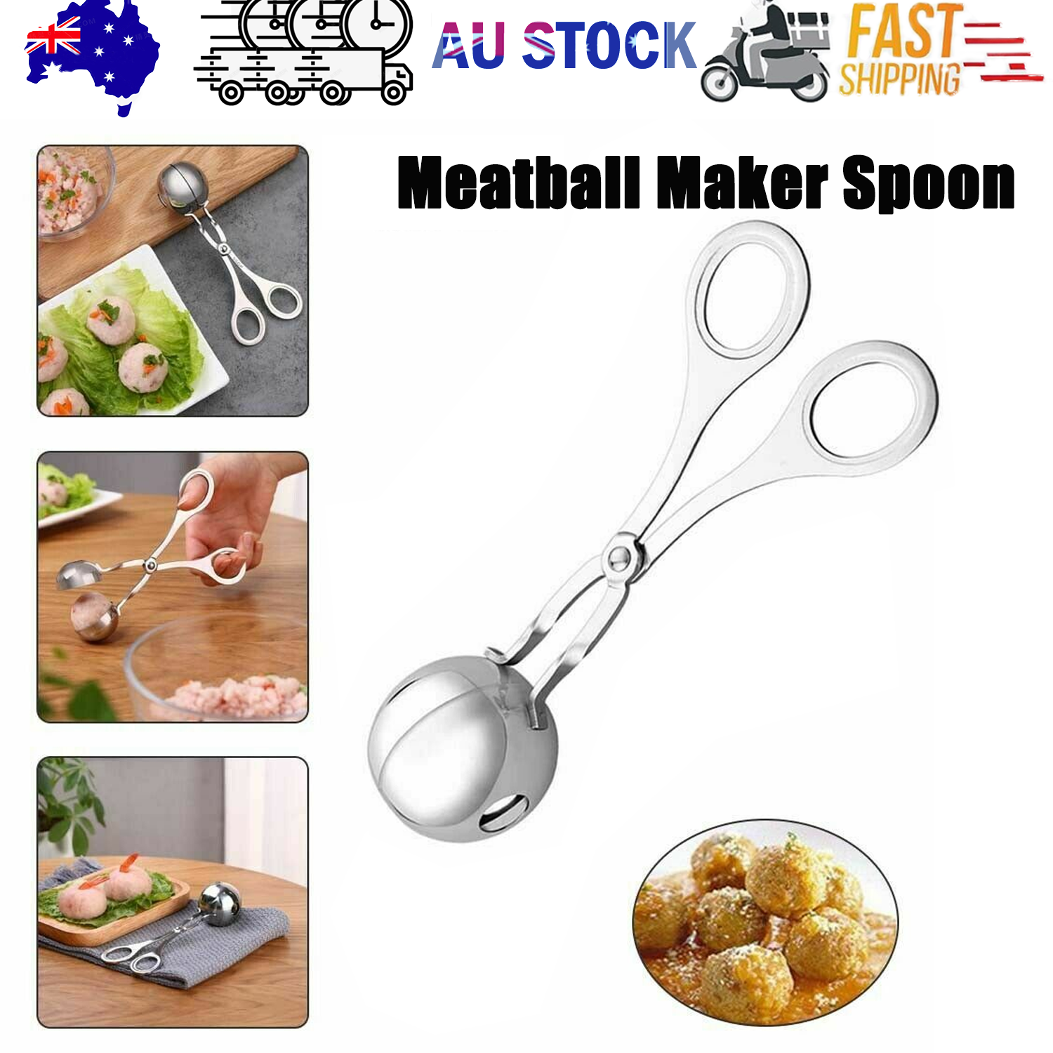 Kitchen Utensils: L Meatball Maker Spoon Kitchen Stick Utensil Baller Meat Stainless Steel AU